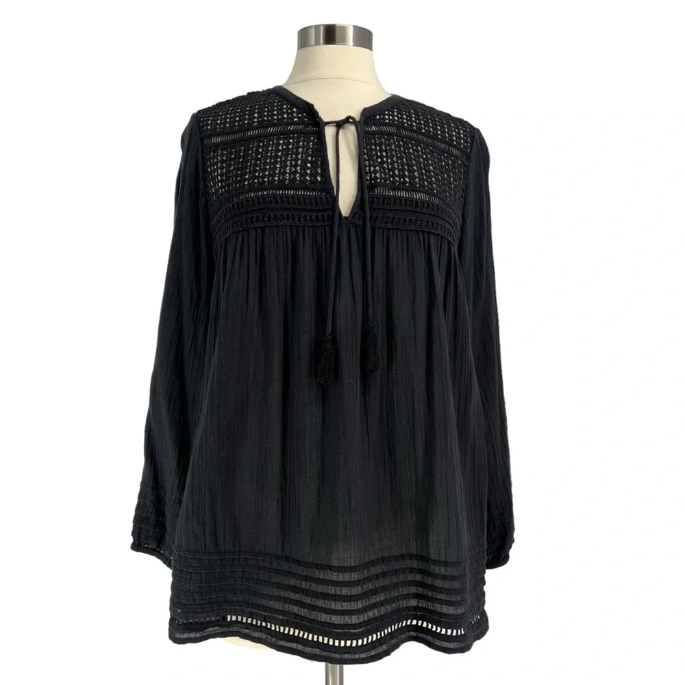 JOIE 100% Cotton Tassle Tie Peasant Blouse M - Picture 1 of 8